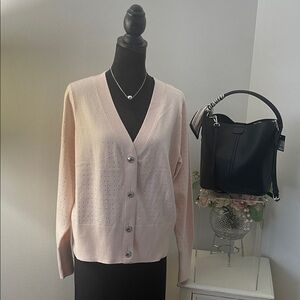 White House Black Market Pink Cardigan Sweater